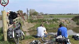 Lunch on the banks of Cripps River, near East Huntspill, 11.8 miles into the ride